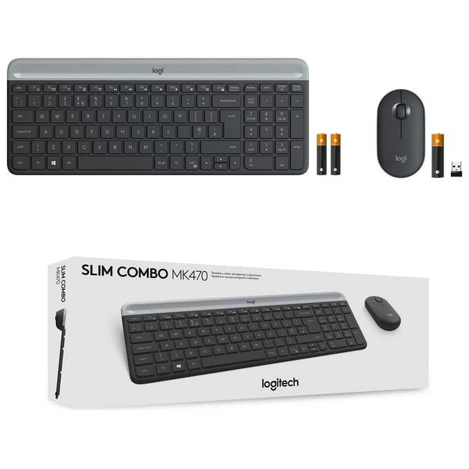 Logitech MK470 KIT_ Mouse Tastiera Wireless, Sottile Silenzioso, Layout Italiano, Grafite
