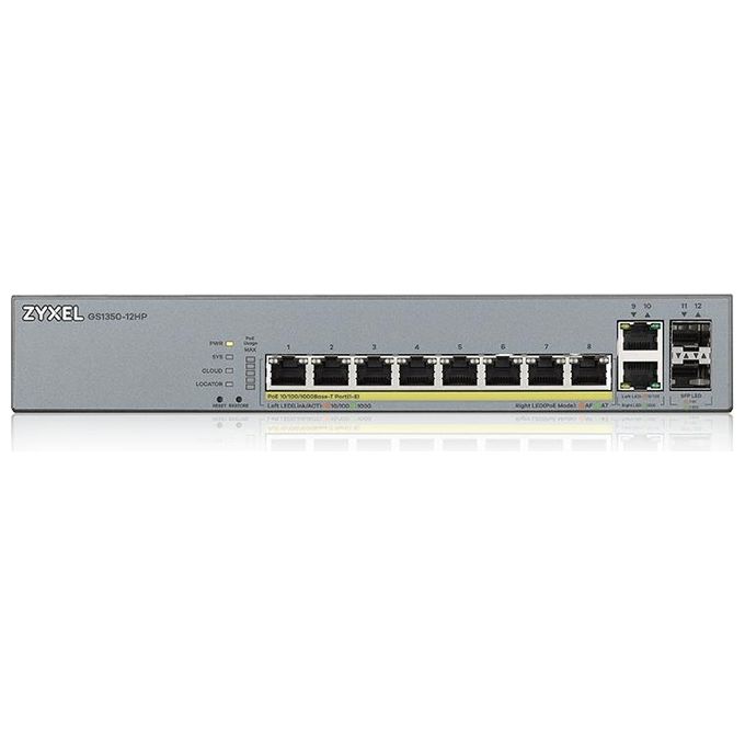 Zyxel GS1350-12HP-EU0101F Switch di Rete Gestito L2 Gigabit Ethernet 10-100-1000 Grigio Supporto Power over Ethernet