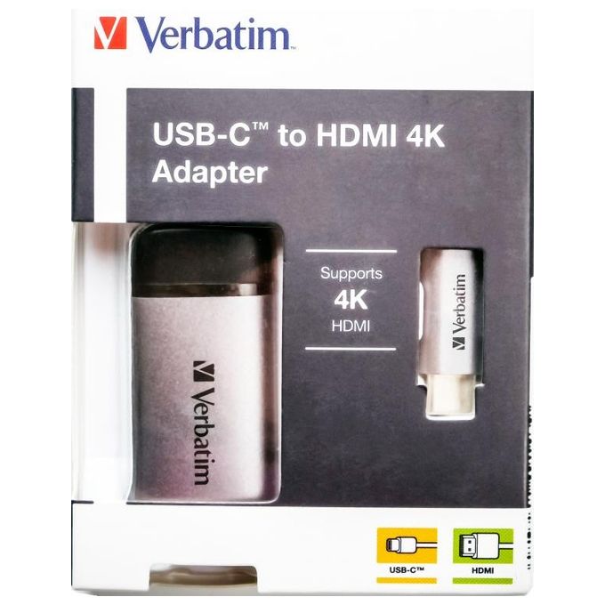 Verbatim Cavo e Adattatore Video 0,01mt Usb-C Hdmi Nero-Argento
