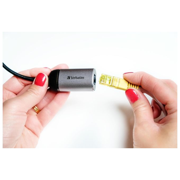 Verbatim Hub di Interfaccia Usb 3.0 Type-C 1000Mbit-s Nero-Argento