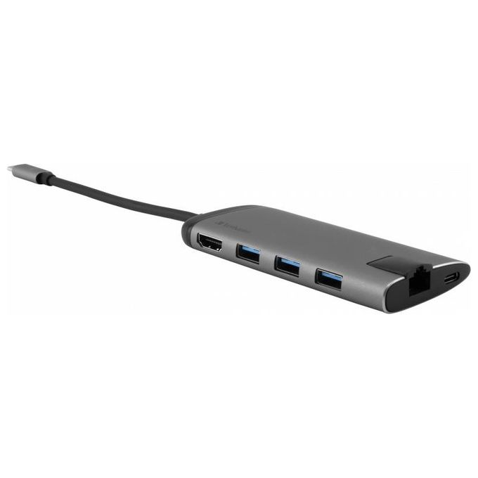 Verbatim Hub di Interfaccia Usb 3.0 Type-C 1000Mbit-s Nero-Argento