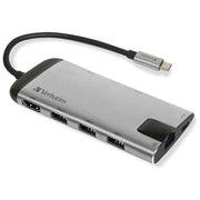 Verbatim Hub di Interfaccia Usb 3.0 Type-C 1000Mbit-s Nero-Argento
