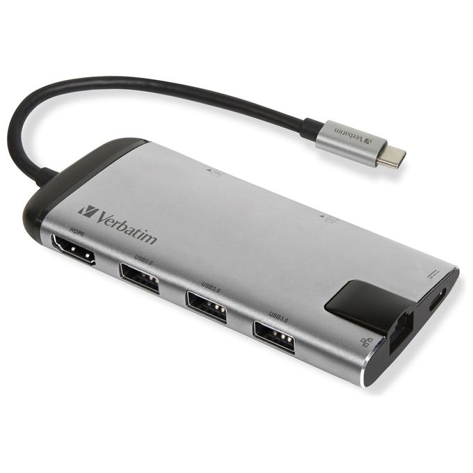 Verbatim Hub di Interfaccia Usb 3.0 Type-C 1000Mbit-s Nero-Argento