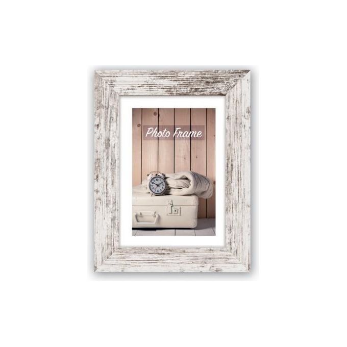 Zep Nelson 6 Cornice Portafoto Bianco-Marrone 20x20cm in Legno