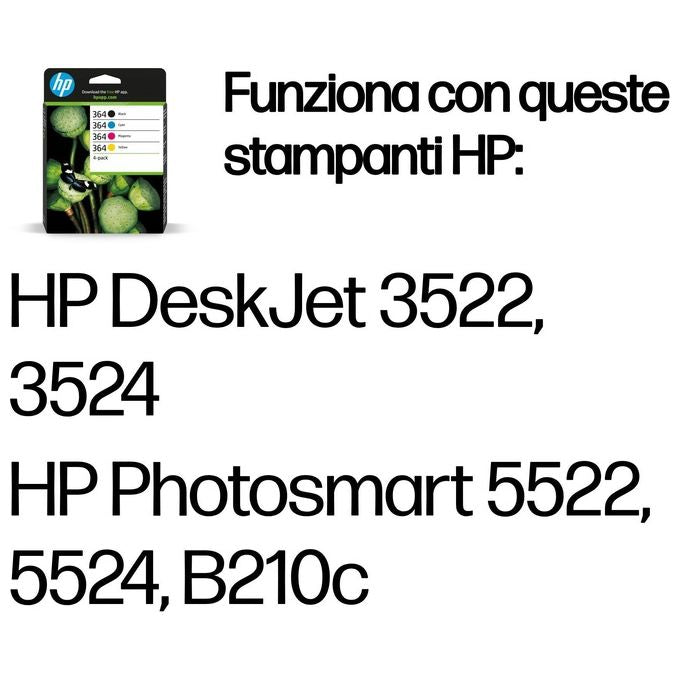 HP 364 Confezione da 4 nero, giallo, cyan, magenta originale cartuccia dinchiostro per Deskjet 35XX, Photosmart 55XX B111, 6520, 65XX B211, 7510 C311, Plus B210, Wireless B110