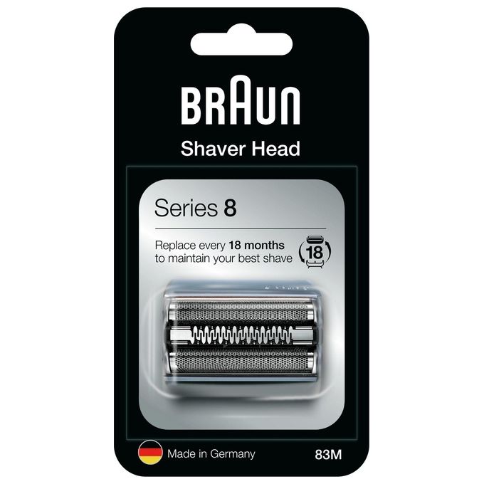 Braun Series 8 83M Testina di Ricambio per Rasoio Elettrico Uomo Compatibile con i Rasoi Series 8 Argento