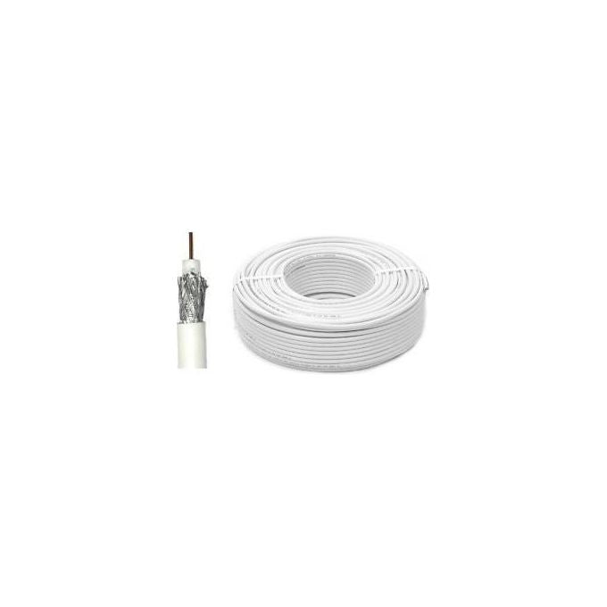 NuovaVideosuono SF19-20 Cavo Coassiale SAT 100 m Impedenza 75 Ω Doppia Schermatura PVC Resistente colore Bianco