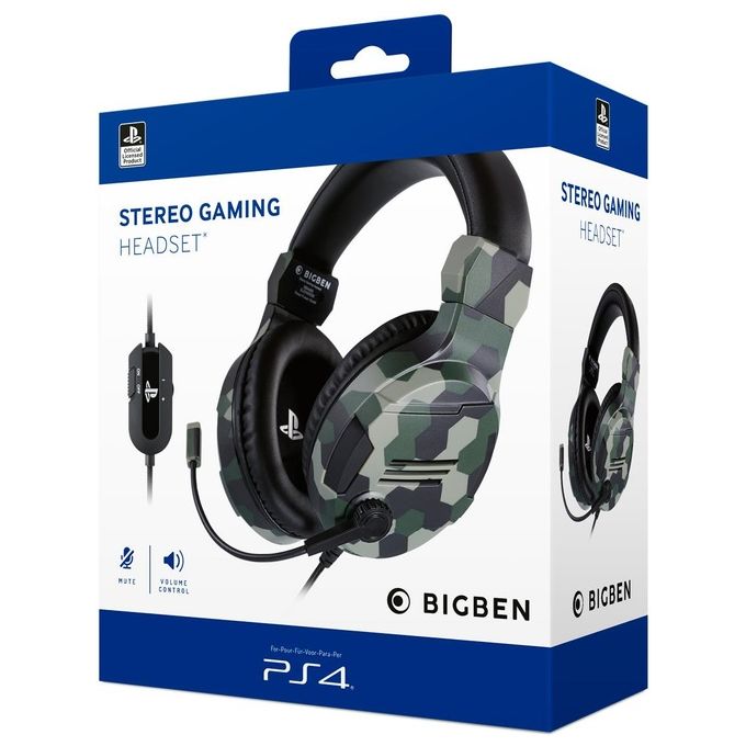 Big Ben Official Licensed Playstation 4 Stereo Gaming Headset Verde Camouflage