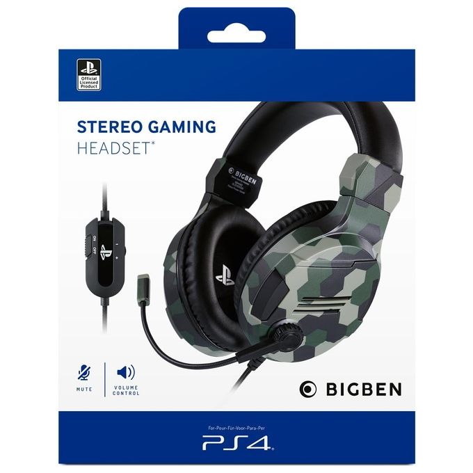 Big Ben Official Licensed Playstation 4 Stereo Gaming Headset Verde Camouflage