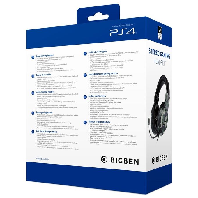 Big Ben Official Licensed Playstation 4 Stereo Gaming Headset Verde Camouflage