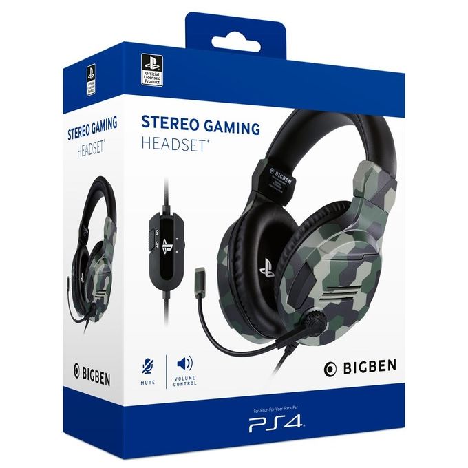 Big Ben Official Licensed Playstation 4 Stereo Gaming Headset Verde Camouflage