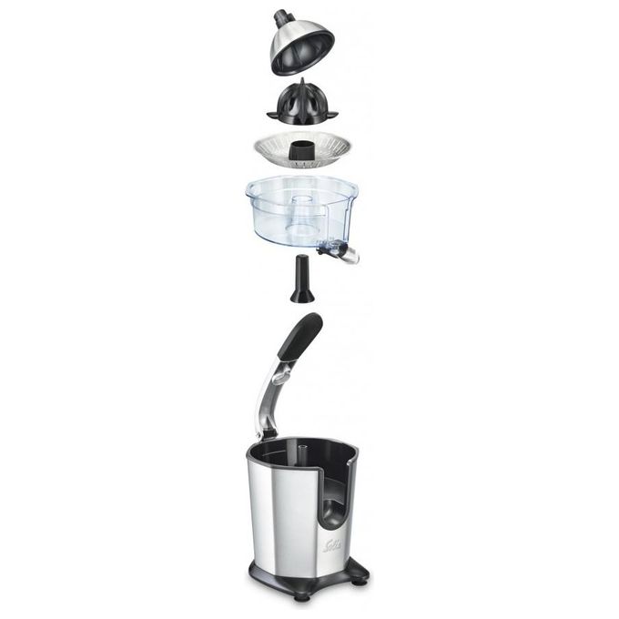 Solis 921.74 Spremiagrumi Elettrico 160 W Acciaio Inox con Avvio Automatico e Beccuccio Antigoccia colore Nero Acciaio Inox