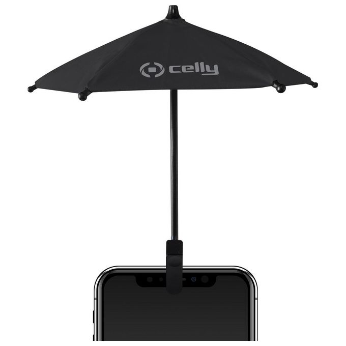 Celly ZEROFEELBK Zero Feeling Ombrello per Smartphone Universale con Clip e Funzione Stand colore Nero