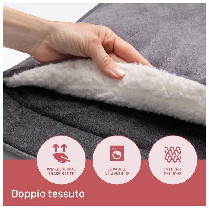 Imetec 16788 Scaldapiedi Tecnologia Intellisense 5 temperature regolabili rapido riscaldamento in 5 minuti auto spegnimento dopo 3 ore rivestimento lavabile a 30°C colore Grigio