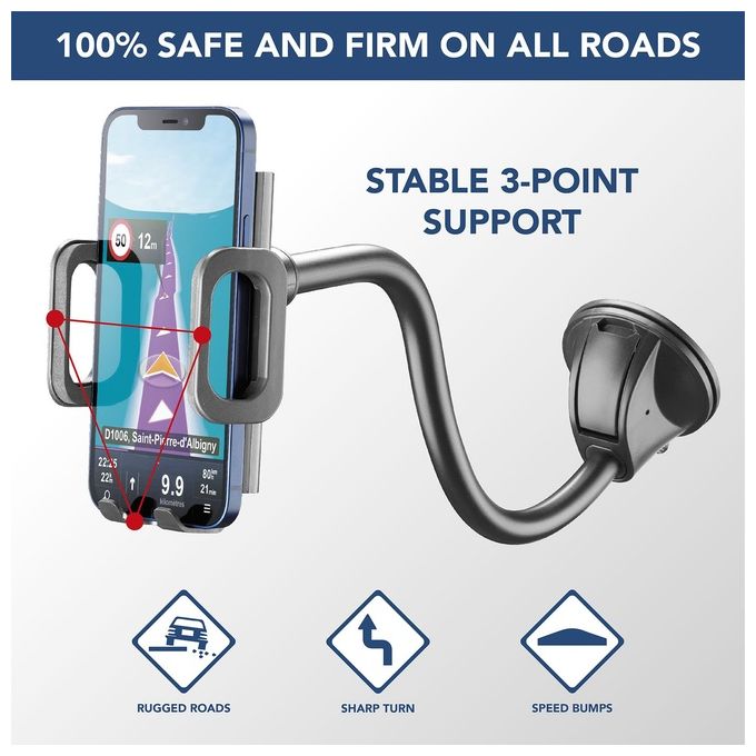 Cellular Line Hug Flexi XL Universal Supporto smartphone da auto con fissaggio a ventosa