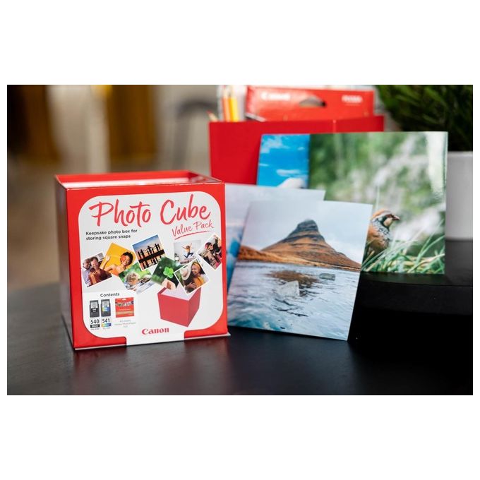 Canon 5225B012 Photo Cube Cartucce d'inchiostro Originali PG-540 Nero CL-541 Colore e Carta Fotografica 5x5 pollici Glossy II 40 fogli colore Nero