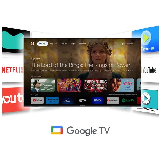 Thomson 50QG7C14 Smart TV 50'' QLED Pro 4K Ultra HD 144Hz Google TV Dolby Vision Atmos Wi-Fi colore Nero
