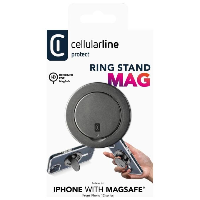 Cellularline RINGSTANDMAGK Ring Stand Mag Clip Magnetica Supporto MagSafe Universale colore Nero