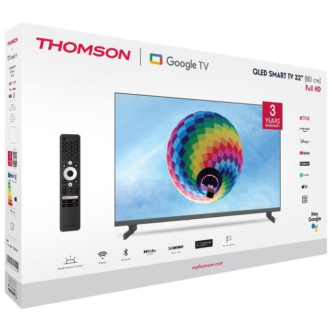 Thomson 32QG4S14 Smart TV 32'' QLED Full HD Google TV Dolby Audio Triple Tuner Wi-Fi Bluetooth 5.1 colore Nero