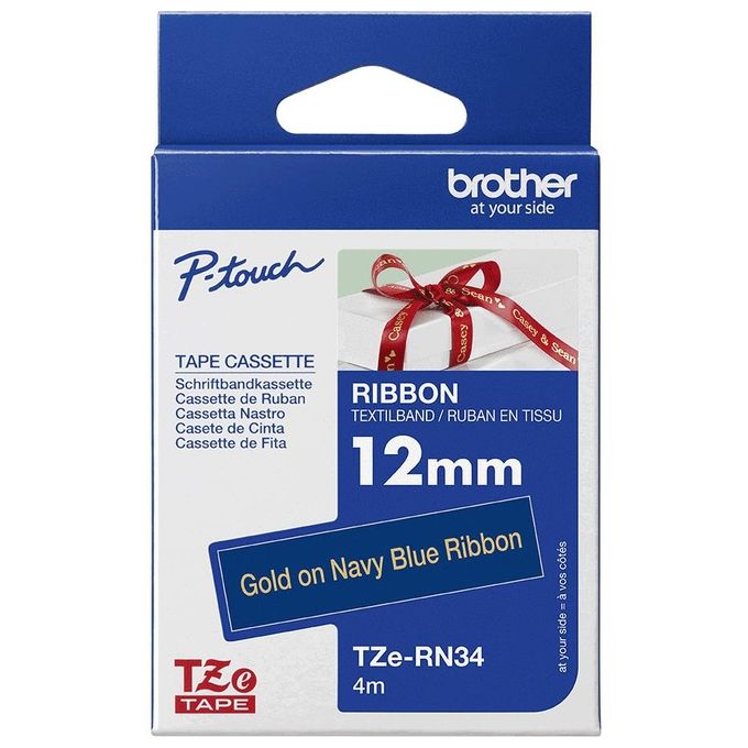 Brother TZE-RN34 Nastro per Etichettatrice Oro su Blu Navy