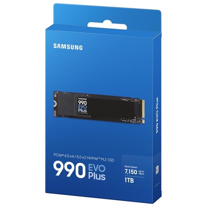 Samsung MZ-V9S1T0BW 990 EVO Plus SSD Interno M.2 1TB NVMe 2.0 PCIe 4.0 x4 5.0 x2 V-NAND TLC 7250 MB-s colore Nero