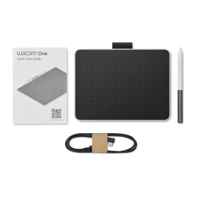 Wacom CTC4110WLW2B Tavoletta con penna Wacom One S penna senza batteria 4096 livelli pressione Bluetooth compatibile Windows Mac Chrome OS Android colore Bianco