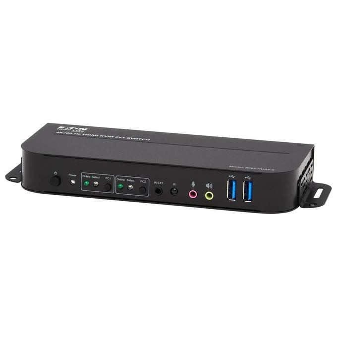 Eaton B005-HUA2-K Switch KVM 2 Porte HDMI 4K 60Hz HDR HDCP 2.2 Hub USB 3.2 Telecomando IR colore Nero