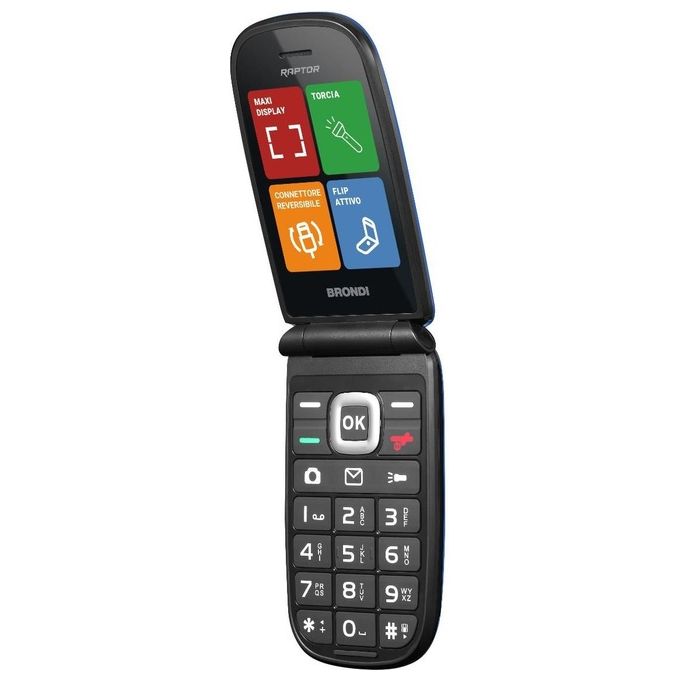 Brondi RAPTOR Raptor Telefono Cellulare Clamshell Dual SIM Display 2.8'' Fotocamera 1.3 MP Bluetooth Radio FM Lettore MP3 colore Blu