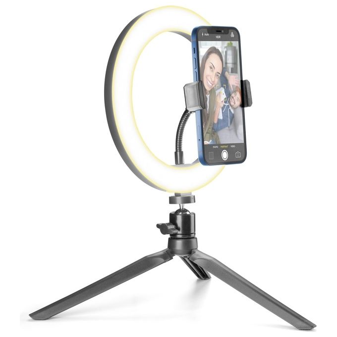Cellular Line Anello Luminoso a Led con Treppiedi per Selfie