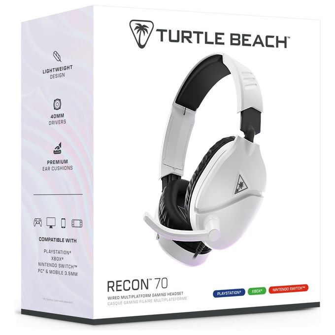 Turtle Beach TBS-3001-15 Recon 70 Cuffie da Gioco 40 mm Compatibilita' Multipiattaforma 3.5 mm colore Bianco