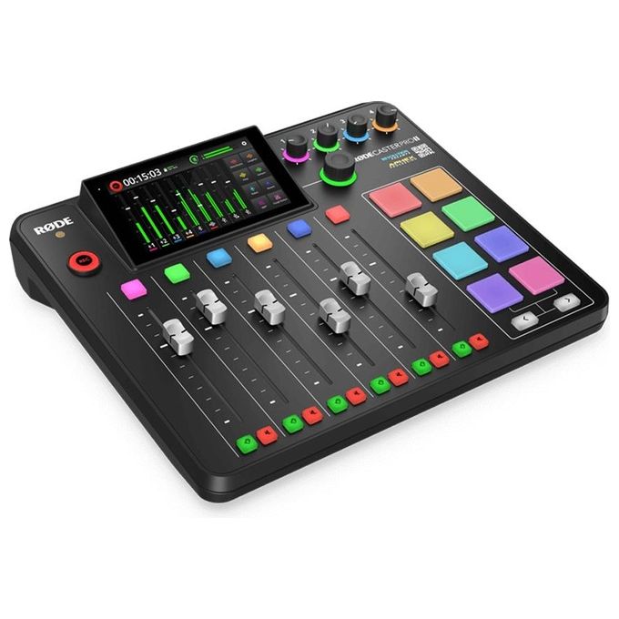 RØDE RCP II (2nd Gen) RØDECaster Pro II Soluzione di Produzione Audio All-in-One con 4 Ingressi Combo Neutrik 37 Pulsanti Programmabili Touchscreen HD 5.5 Pollici Dual USB-C Bluetooth Wi-Fi colore Nero