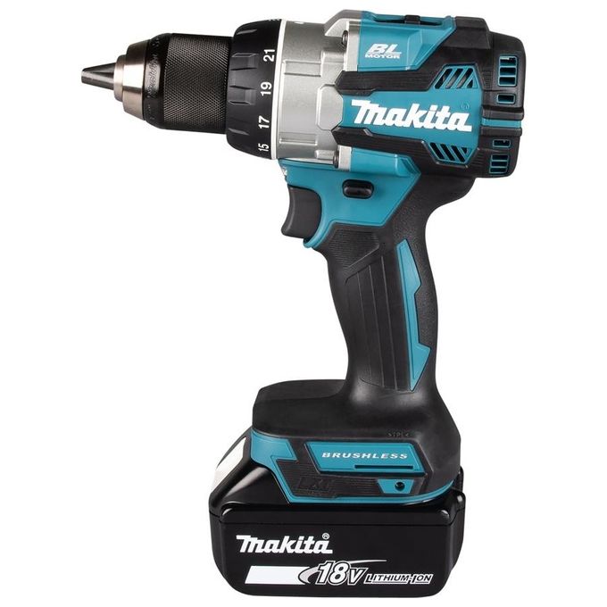 Makita DDF489RTJ Trapano avvitatore a batteria 18V motore brushless 21 posizioni coppia 174x81x261 mm colore Nero Blu Acciaio