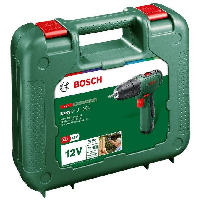 Bosch 06039D3006 EasyDrill 1200 Trapano Avvitatore a Batteria 12V 1.5Ah 30Nm 2 Marce LED colore Verde