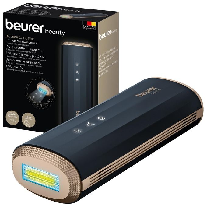 Beurer IPL 7800 COOL PRO Epilatore Luce Pulsata IPL 5 livelli 3,8 cm² Auto-Flash raffreddamento 1000000 flash colore Nero e Oro