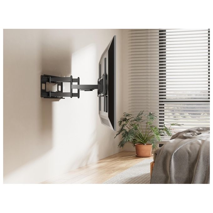 Equip 650343 Staffa per montaggio TV a movimento completo per impieghi gravosi da 60 a 120 pollici Capacita' massima 120 Kg Compatibilita' VESA fino a 900x600 mm Rotazione ±60° Inclinazione ±5° Estensione da 7,5 a 70,3 cm colore Nero