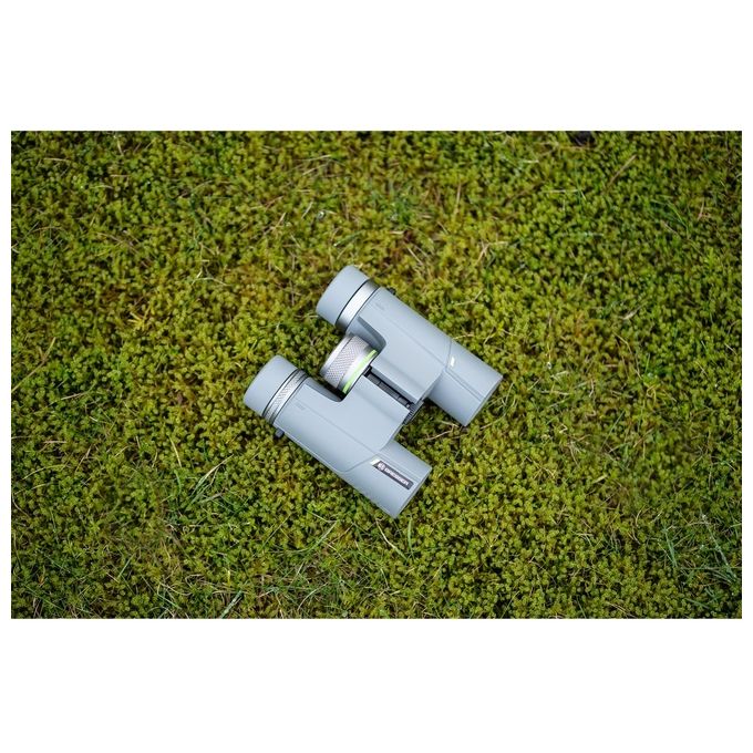 BRESSER 1331025 Wave Binocolo Tascabile Impermeabile 10x25 con Prismi BaK-4 Rivestimento Multistrato colore Grigio