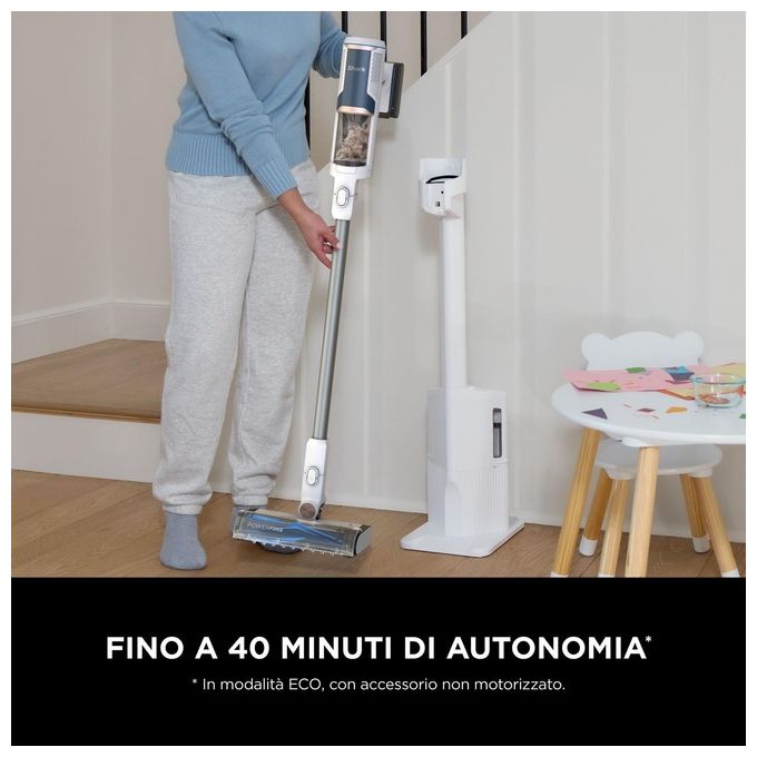 Shark BU3521EU Floor Detect Aspirapolvere a Bastone 2 in 1 Ciclonico Senza Sacchetto 240W 40 min 84 dB colore Blu Bianco