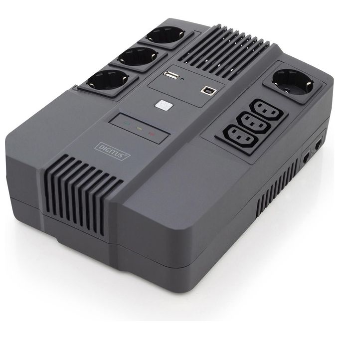 Digitus gruppo di continuita' 600 va-360 watt 4 prese schuko, 3 iec c13 usb, rj45