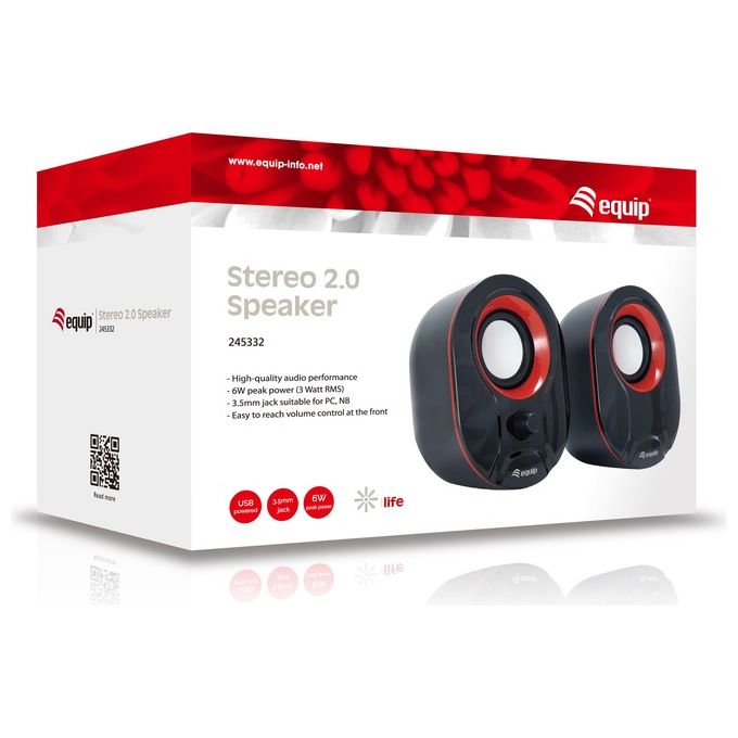 Conceptronic Mini Speaker Usb 2.0 3W Nero-Rosso Cablato