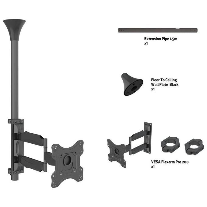 Multibrackets 6416 Serie M Pro Supporto per Display da Soffitto 17''-42'' VESA 100x100-200x200 Inclinazione Regolabile Rotazione 360° colore Nero