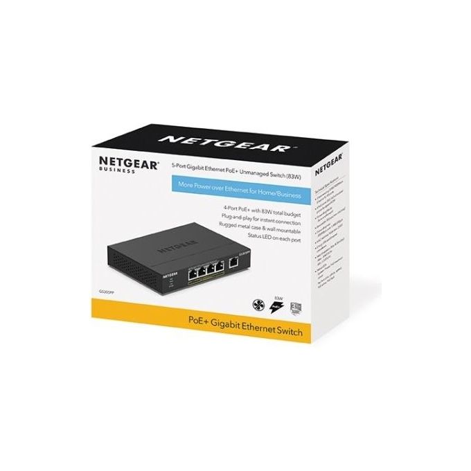 NETGEAR GS305PP-300EUS Serie 300 Switch Non Gestito 5 Porte Gigabit Ethernet 4 PoE+ 83 W colore Nero