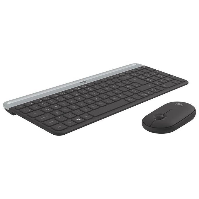 Logitech MK470 KIT_ Mouse Tastiera Wireless, Sottile Silenzioso, Layout Italiano, Grafite
