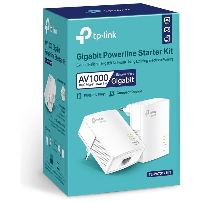 Tp-Link Tl-pa7017 KIT_ Powerline 1000 Mbit-s Collegamento Ethernet Lan Bianco 2 Pezzi