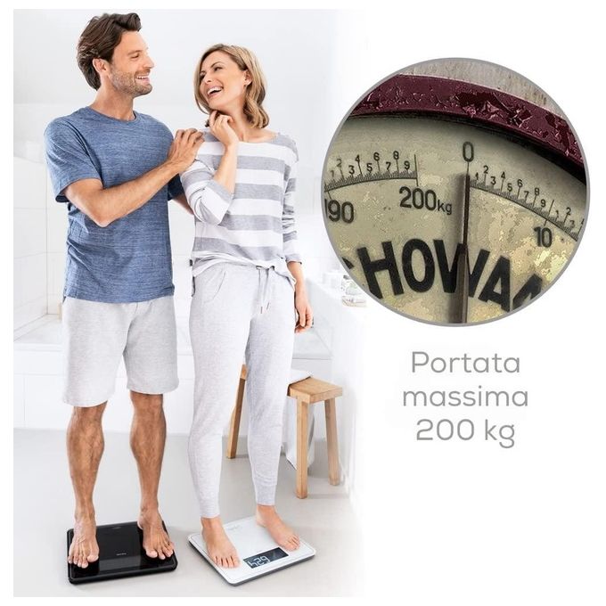 Beurer 73579 SignatureLine Bilancia Pesapersone in Vetro portata 200 Kg display XL Quick Start colore Bianco