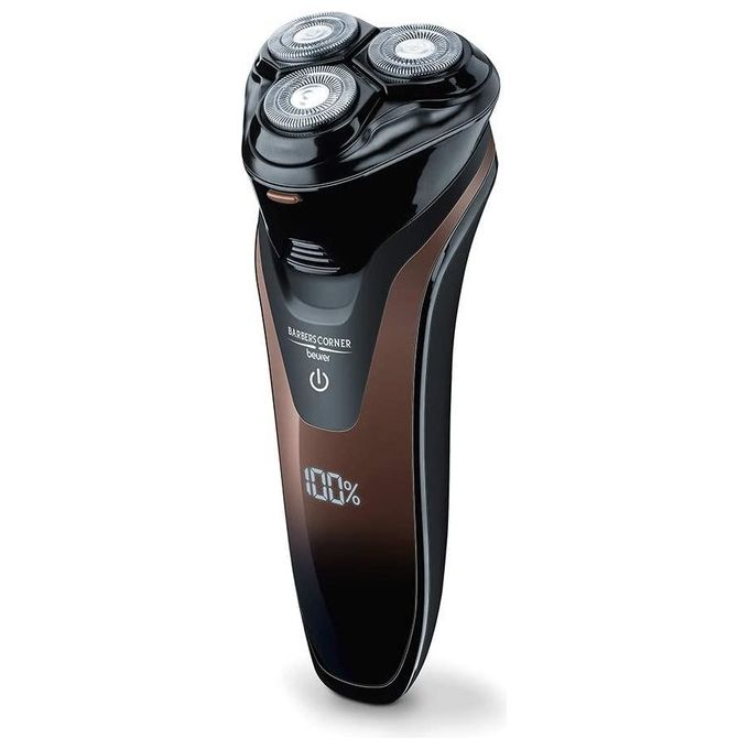 Beurer HR8000 Rasoio elettrico rotante secco umido 3 testine autonomia 60 min colore Marrone Nero