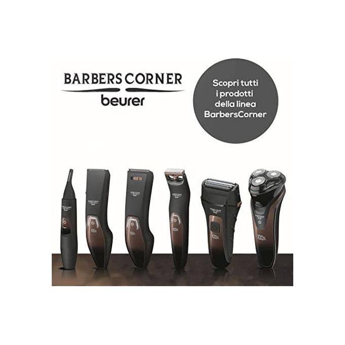 Beurer HR8000 Rasoio elettrico rotante secco umido 3 testine autonomia 60 min colore Marrone Nero
