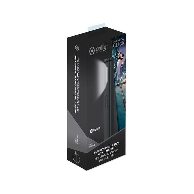 Celly Click Flash Asta Selfie Bluetooth con Flash Nero
