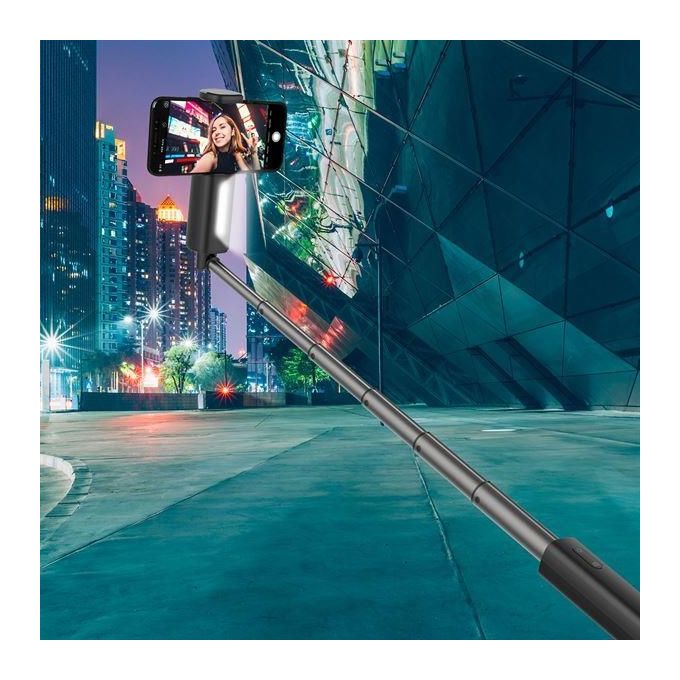 Celly Click Flash Asta Selfie Bluetooth con Flash Nero