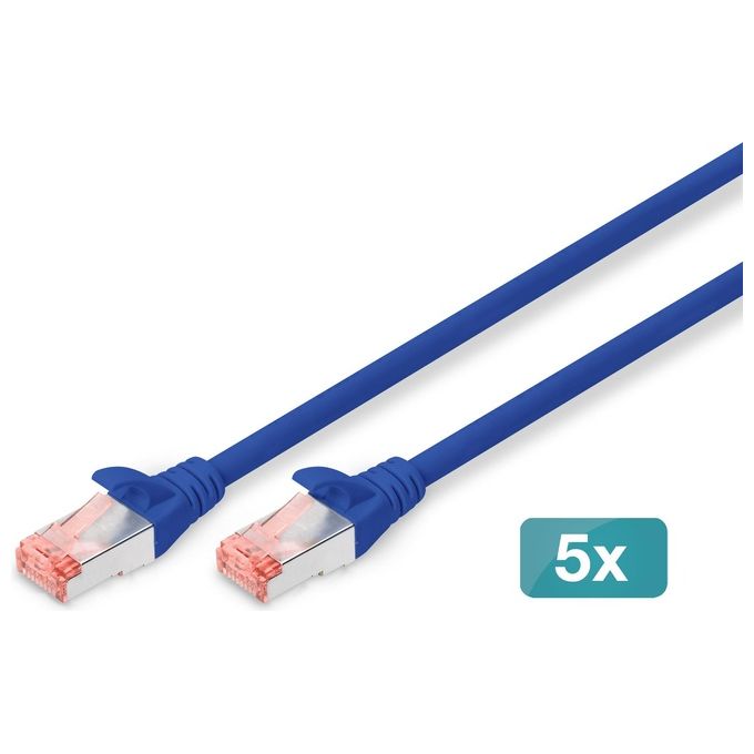 Digitus DK-1644-100-B-5 Cavo Patch Cat 6 S-FTP 10 m 5 pezzi colore Blu