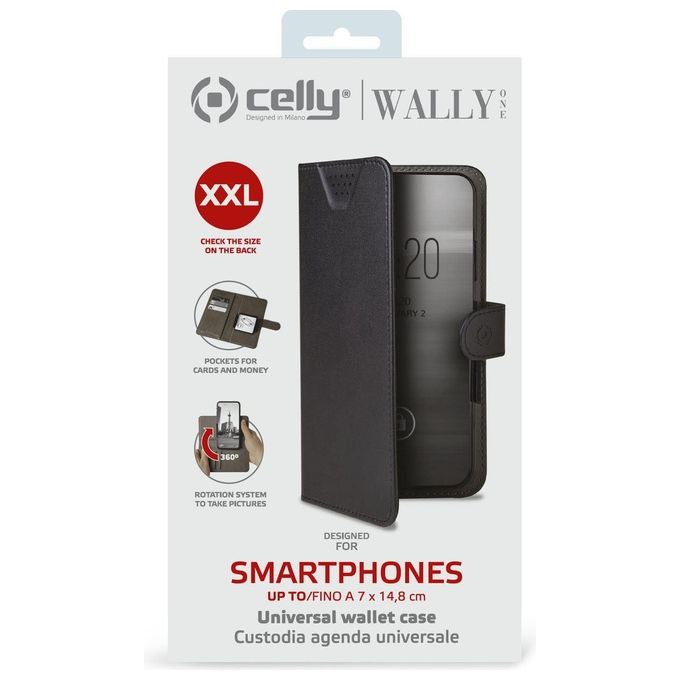Celly Wallyone XXL Custodia per Smartphone fino a 5,5'' Nero